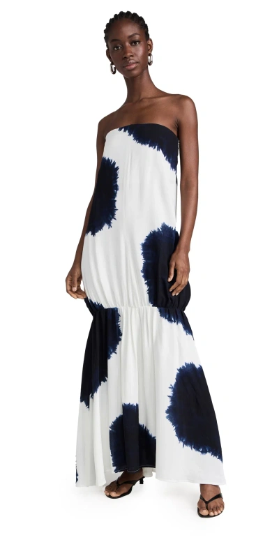 Proenza Schouler Margot Strapless Printed Crepe Maxi Dress In White Multi