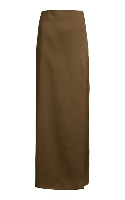 Proenza Schouler Margot Satin Maxi Skirt In Brown