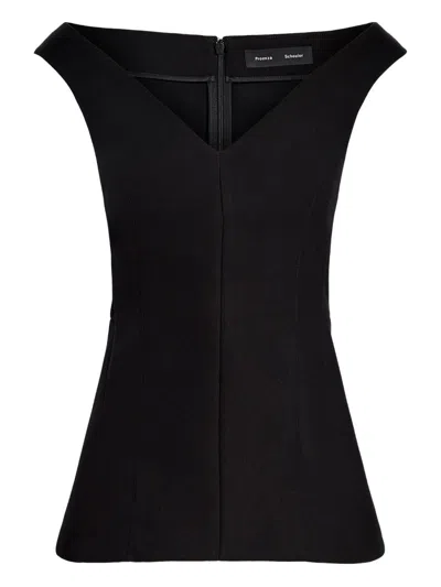 Proenza Schouler Mariam Top In Wool Scuba In Black