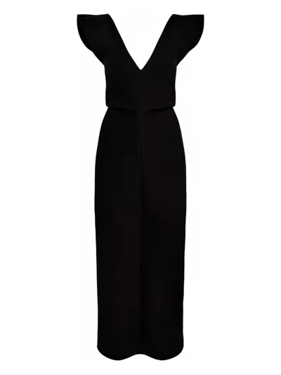 Proenza Schouler Mariam V-neck Midi Dress In Black