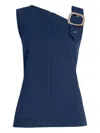 Proenza Schouler Marin Asymmetric-neckline Buckle Top In Blue