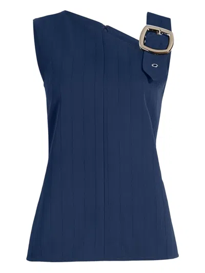 Proenza Schouler Marin Asymmetric-neckline Buckle Top In Blue