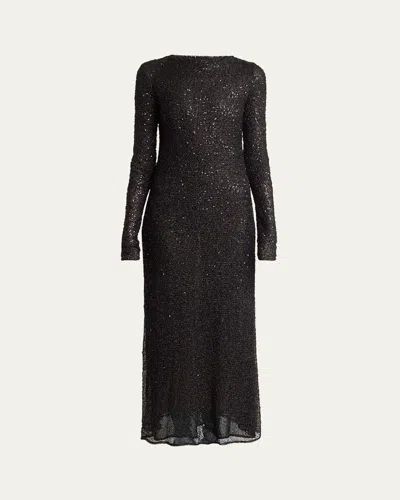 Proenza Schouler Marlowe Sequined Long Sleeve Dress In Black