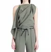 Proenza Schouler Matte Viscose Crepe Alyssa Top In Wood In Green