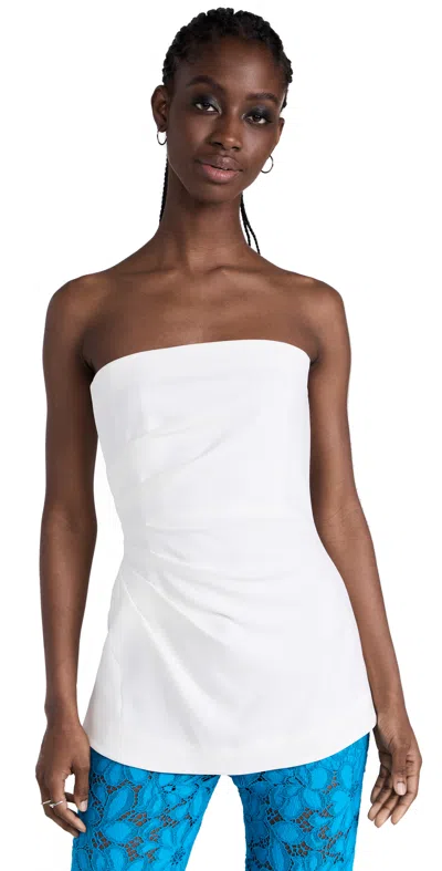 Proenza Schouler Lena Strapless Gathered Cotton-blend Poplin Top In White
