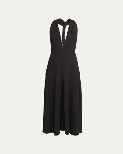 Proenza Schouler Matte Viscose Crepe Twist-back Maxi Dress In Black