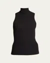 Proenza Schouler Matte Viscose Knit Ribbed Top In Black
