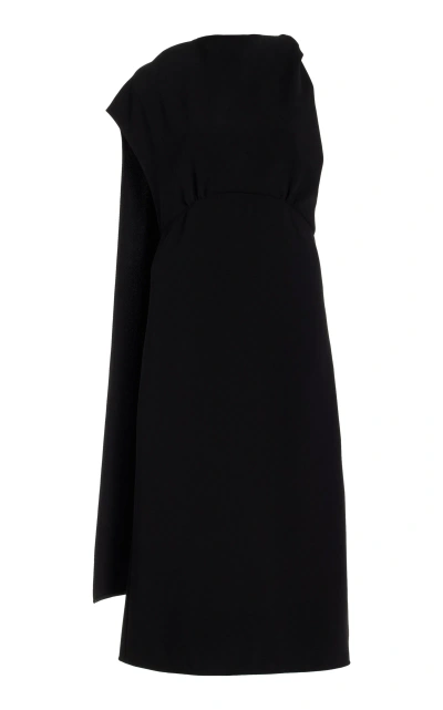 Proenza Schouler Maude Asymmetric Crepe Midi Dress In Black