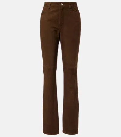 Proenza Schouler Maxine Suede Straight Pants In Brown