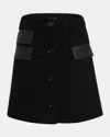 Proenza Schouler Mei Faux Leather Pocket Button-front Wool Mini Skirt In Black