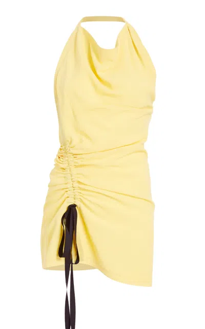 Proenza Schouler Melia Crinkled Linen-blend Top In Yellow