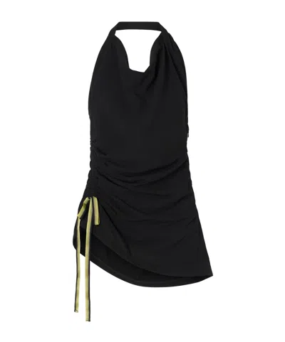 Proenza Schouler Melia Ruched Crepe Halterneck Top In Black