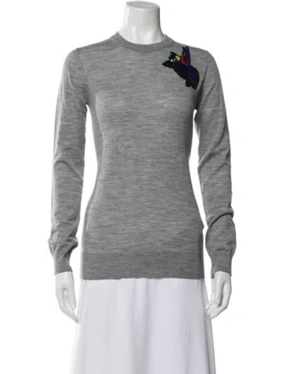 Pre-owned Proenza Schouler Merino Wool Graphic Print Sweater In Gray