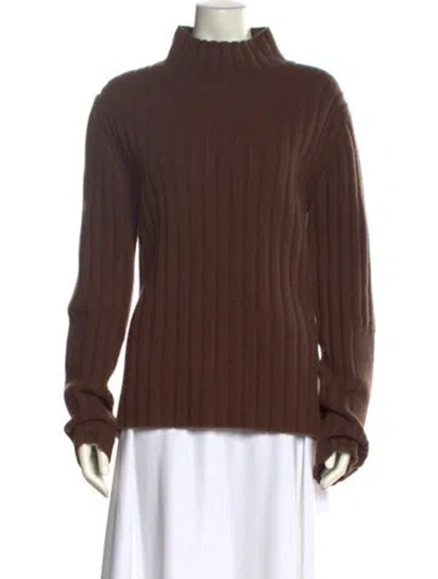 Pre-owned Proenza Schouler Merino Wool Mock Neck Sweater In Brown