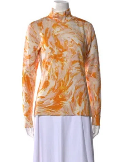 Pre-owned Proenza Schouler Merino Wool Printed Blouse In Orange