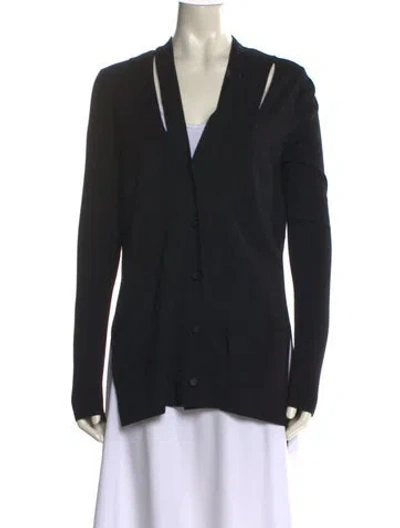 Pre-owned Proenza Schouler Merino Wool V-neck Sweater In Black