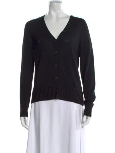 Pre-owned Proenza Schouler Merino Wool V-neck Sweater In Black