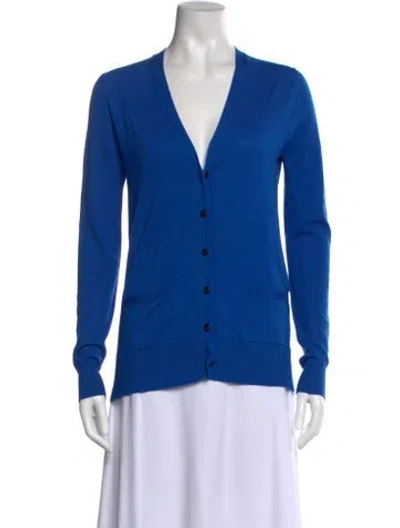 Pre-owned Proenza Schouler Merino Wool V-neck Sweater In Blue