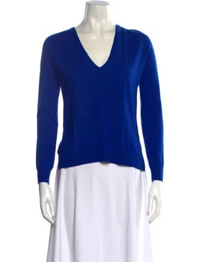 Pre-owned Proenza Schouler Merino Wool V-neck Sweater In Blue