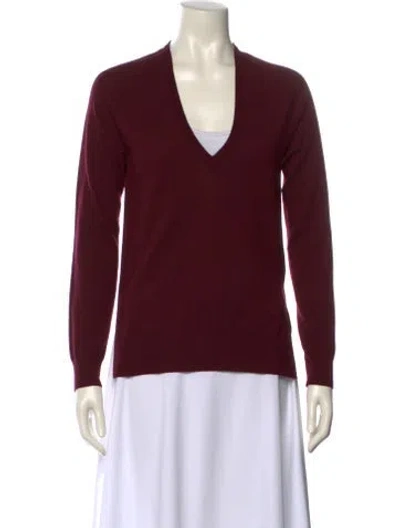 Pre-owned Proenza Schouler Merino Wool V-neck Sweater In Burgundy