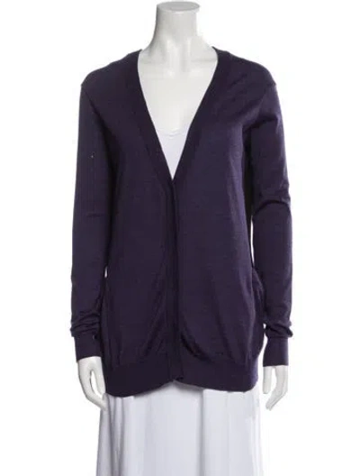 Pre-owned Proenza Schouler Merino Wool V-neck Sweater In Purple
