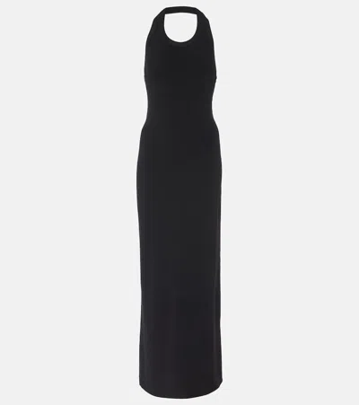 Proenza Schouler Meryl Halter Matte Crepe Rib Knit Maxi Dress In Black