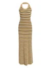 Proenza Schouler Meryl Striped Matte Viscose Rib Halter Maxi Dress