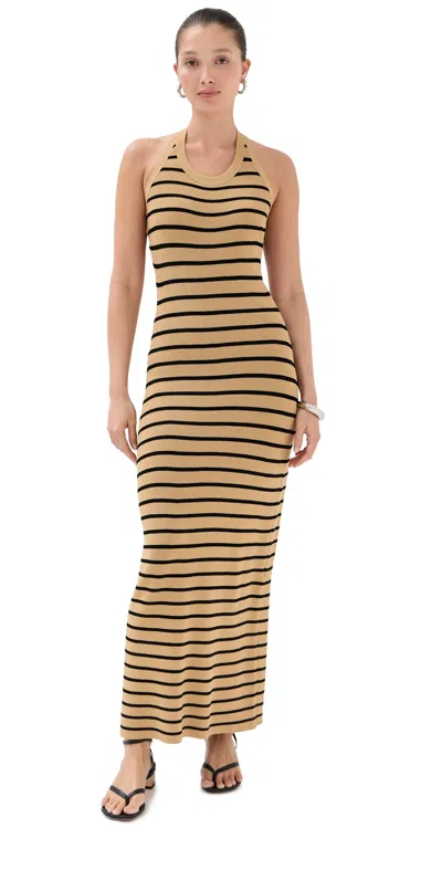 PROENZA SCHOULER MERYL DRESS IN MATTE VISCOSE RIB KHAKI MULTI