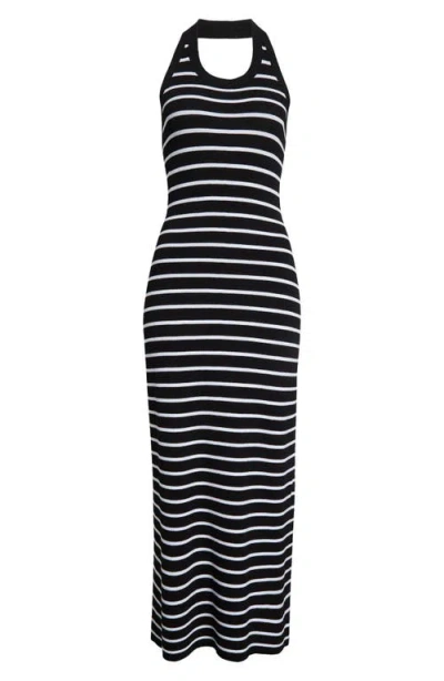 Proenza Schouler Meryl Striped Matte Viscose Rib Halter Maxi Dress In Multi