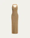 Proenza Schouler Meryl Striped Matte Viscose Rib Halter Maxi Dress