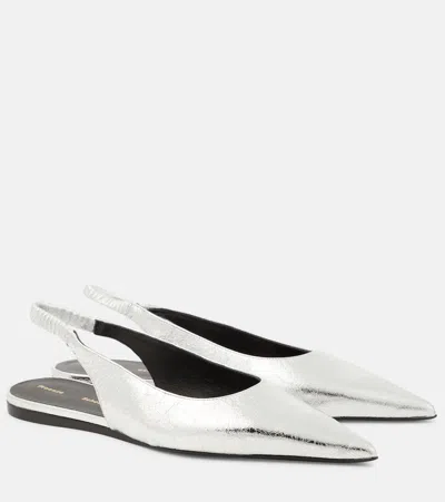 Proenza Schouler Pointed-toe Leather Ballerina Shoes In Silver