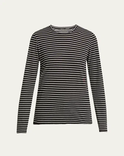 Proenza Schouler Mia Striped Jersey Long-sleeve T-shirt In Black Multi