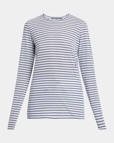 Proenza Schouler Mia Striped Jersey Long-sleeve T-shirt In Blue