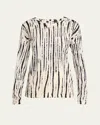 Proenza Schouler Mia Tie Dye Long Sleeve Cotton Tissue T-shirt In Ecru Multi