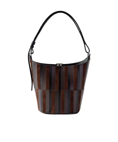 Proenza Schouler Mini Bucket Intarsia Leather And Suede Bag In Brown