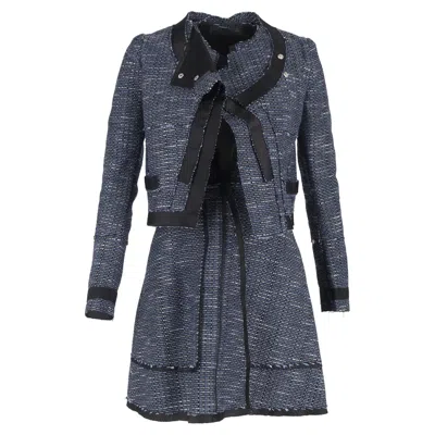 Proenza Schouler Mini Dress And Blazer Set In Navy Blue Wool Tweed