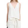 Proenza Schouler Mitchell Textured Sleeveless Babydoll Top In White