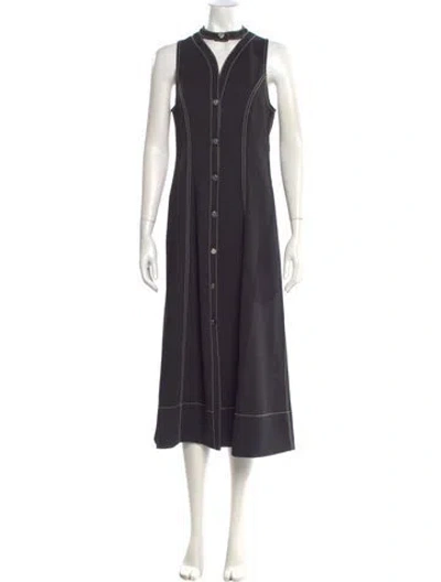 Pre-owned Proenza Schouler Mock Neck Long Dress In Black