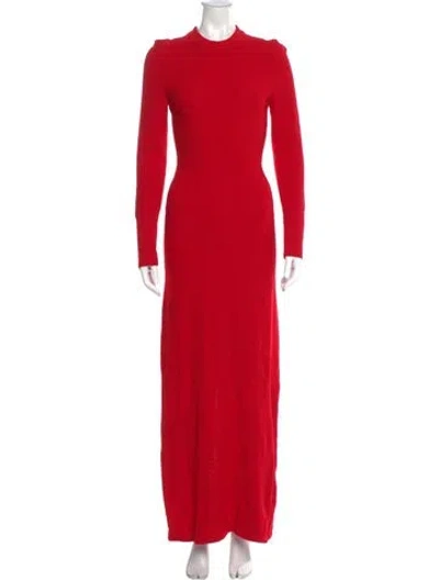 Pre-owned Proenza Schouler Mock Neck Long Dress In Red