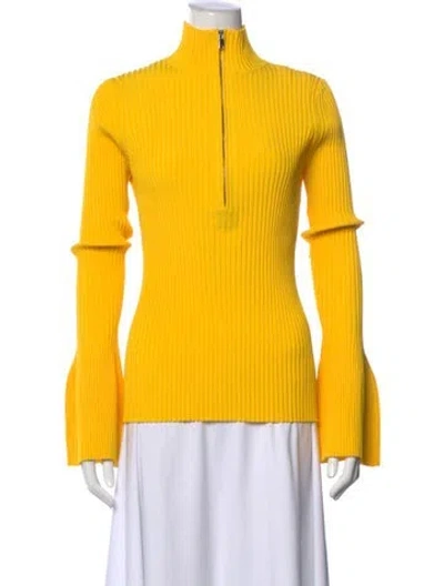 Pre-owned Proenza Schouler Mock Neck Long Sleeve Top In Yellow