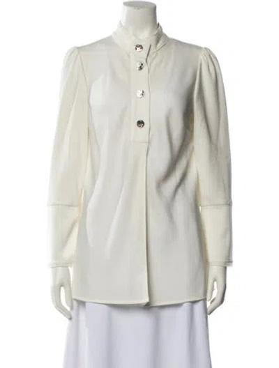 Pre-owned Proenza Schouler Mock Neck Long Sleeve Tunic In White
