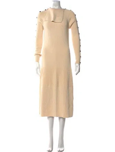 Pre-owned Proenza Schouler Mock Neck Midi Length Dress In Neutral