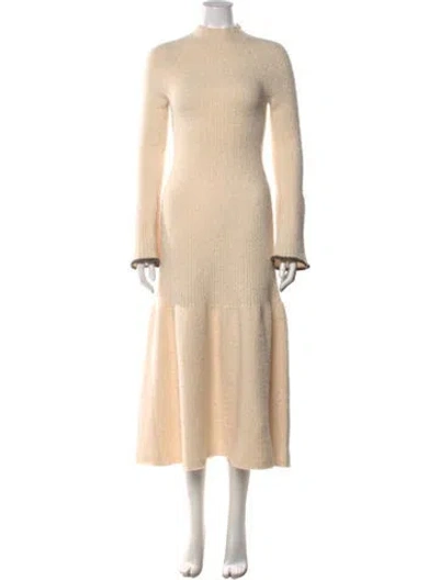 Pre-owned Proenza Schouler Mock Neck Midi Length Dress In Neutral