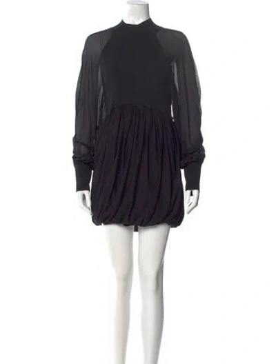 Pre-owned Proenza Schouler Mock Neck Mini Dress In Black
