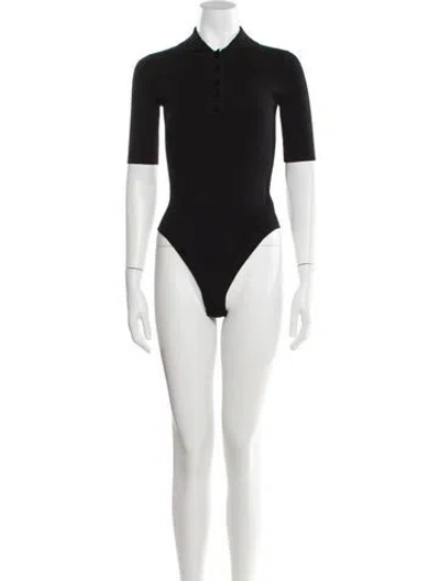 Pre-owned Proenza Schouler Mock Neck Short Sleeve Bodysuit W/ Tags In Black