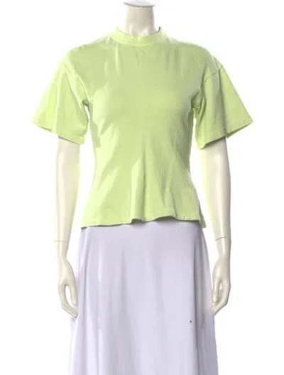 Pre-owned Proenza Schouler Mock Neck Short Sleeve T-shirt In Green