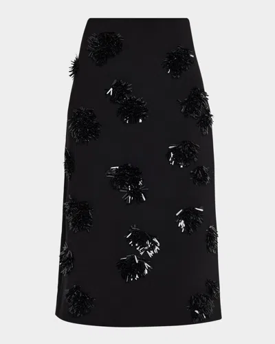 Proenza Schouler Moira Embroidered Compact Crepe Plunge-neck Dress In Multi