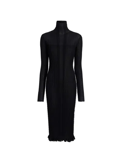 Proenza Schouler Monet Ribbed-knit Cotton-blend Midi Dress In Black