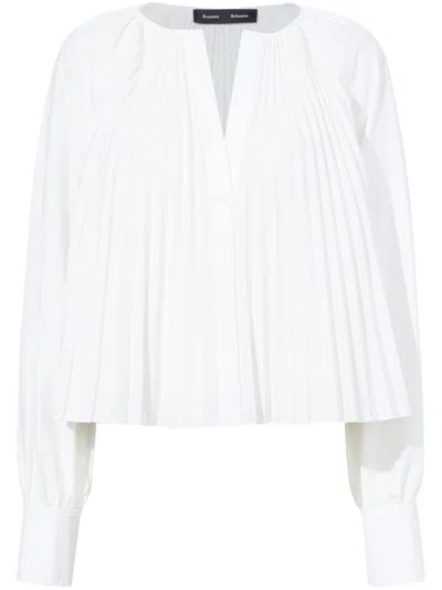 PROENZA SCHOULER WHITE MONICA PLEATED BLOUSE