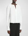 PROENZA SCHOULER MONICA COMPACT POPLIN PLEATED BLOUSE